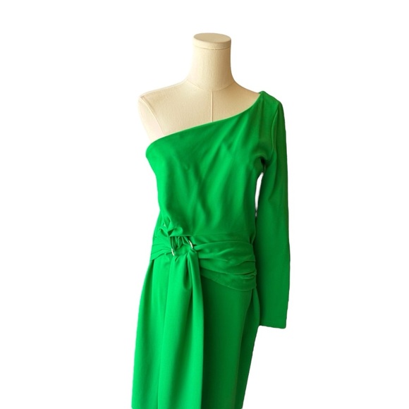 ALEXIS - NWT Royale Jade One-Shoulder Dress Midi Dress Sz M - Picture 3 of 9